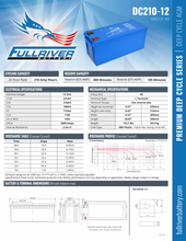 Load image into Gallery viewer, Full River 210ah AGM Battery
