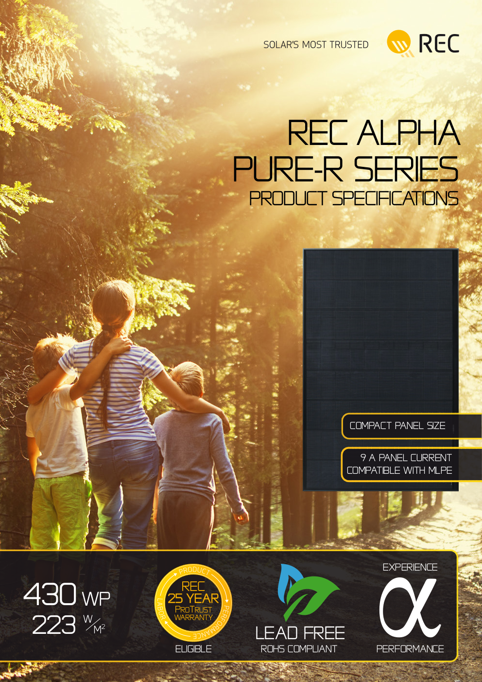 REC ALPHA PURE-R SERIES 420w Quarter Cell Solar Panel