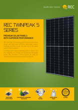 Load image into Gallery viewer, REC TP5 410w BLACK FRAME / WHITE BACKING SHEET Half Cell Solar Panel
