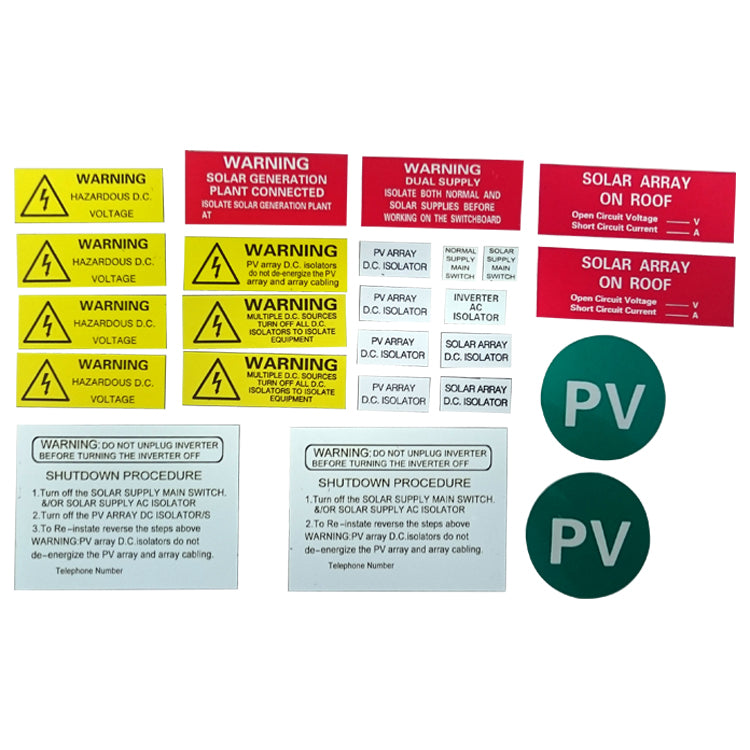 AS 4777 Solar Grid Tie PV Label Kit